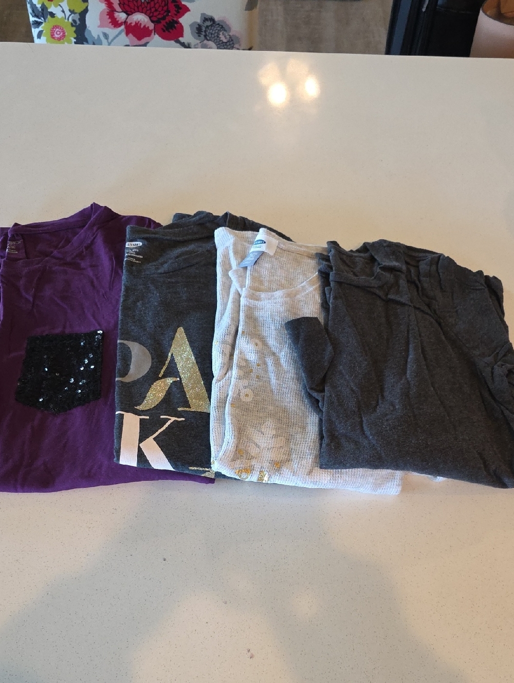 Old Navy Girls Long Sleeve Tees - Purple, Dark Gray, Light Gray
